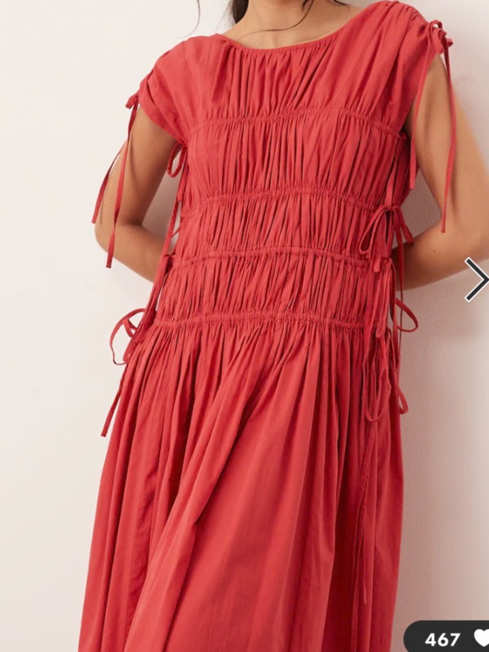 ARRANGE clean cotton drawstring detail trapeze midi dress with pockets in washed